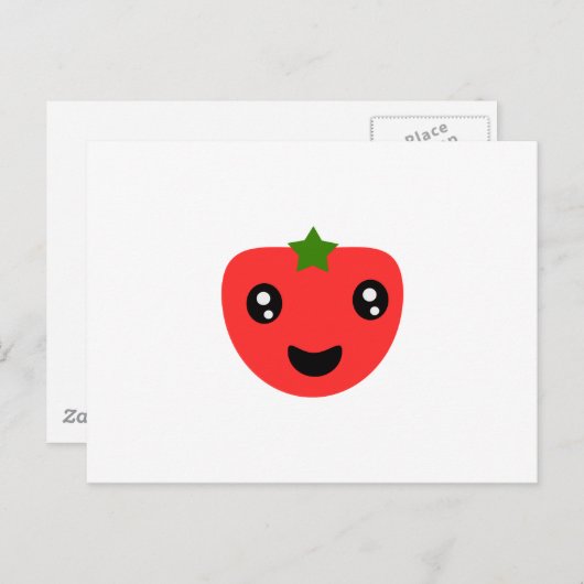 Carte Postale Tomate mignonne et heureuse (Devant / Derrière)
