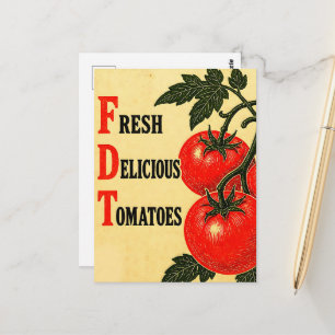 Carte Postale Tomates drôles frais délicieux de style vintage