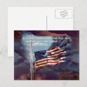 Carte Postale Tombé mais pas oublié - Fumée et drapeau déchiré,  (Devant / Derrière)