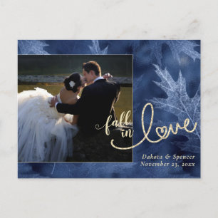 Carte Postale Tomber amoureux de l'automne   Navy Blue Gold Merc