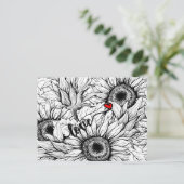 Carte Postale tomber amoureux - Fleurs de soleil noires et blanc (Debout devant)