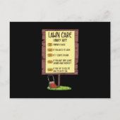 Carte Postale Tondeuse à gazon - Tarif horaire pour l'entretien (Devant)