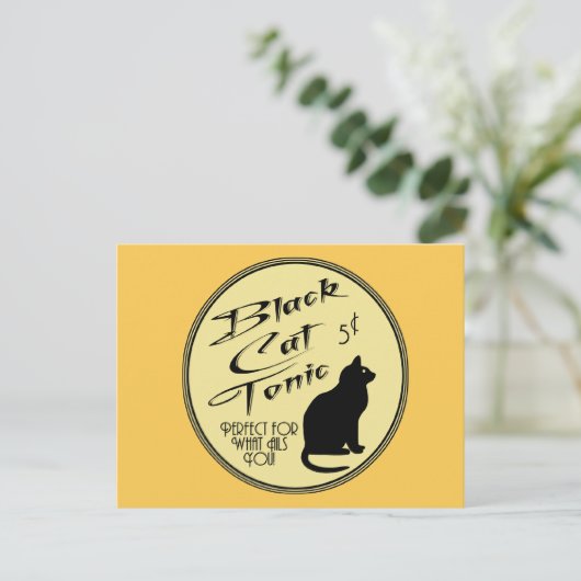 Carte Postale Tonique de chat noir (Debout devant)