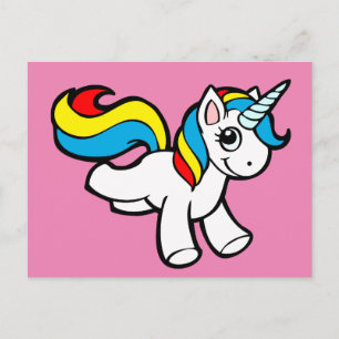 Carte Postale Tonneau de licorne arc-en-ciel