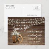 Carte Postale Tonneau en bois rustique et fleur blanche (Devant / Derrière)
