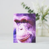 Carte postale Tons Bleus Verticaux Tête de Chimpan (Debout devant)