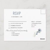 Carte Postale Tons de gris Dusty Bleu Mariage d'hiver RSVP Pos (Dos)