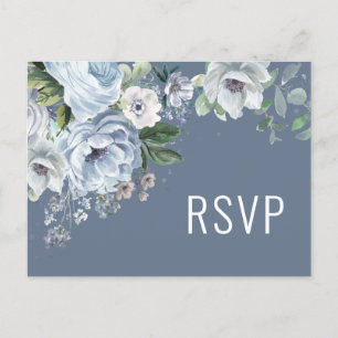 Carte Postale Tons de gris Dusty Bleu Mariage d'hiver RSVP Pos