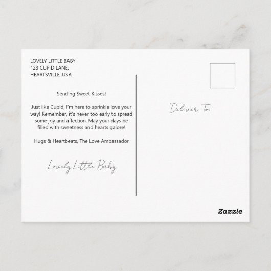 Carte Postale Toon Baby Cupid Flying with a Bow and Flrow (Dos)