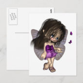 Carte Postale Toon Papillon Fée - Violet (Devant / Derrière)