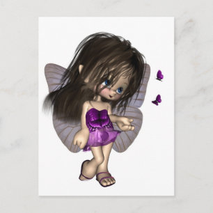 Carte Postale Toon Papillon Fée - Violet