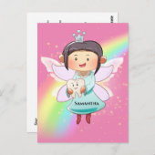 Carte Postale Tooth fairy rose arc-en-ciel parties scintillant d (Devant / Derrière)