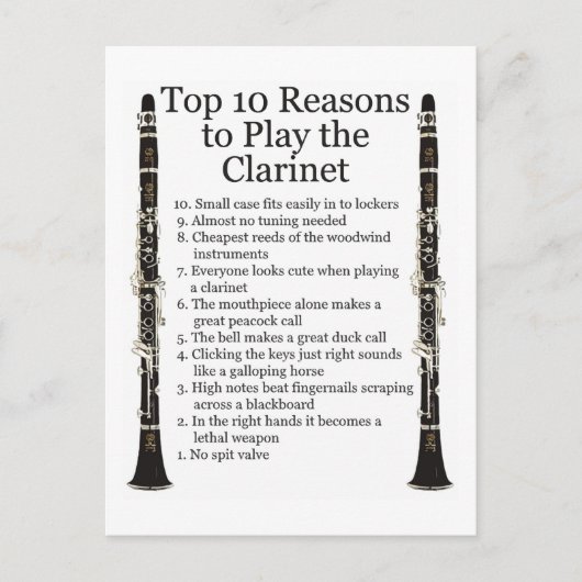 Carte Postale Top 10 de Clarinet (Devant)