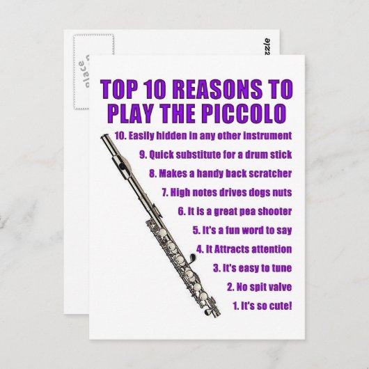 Carte Postale Top 10 Piccolo (Devant / Derrière)