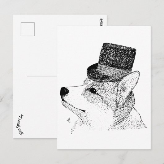 Carte Postale Top Hat Corgi (Devant / Derrière)