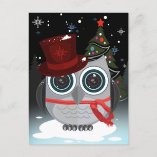 Carte Postale Top Hat Owl - Noël