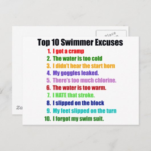 Carte Postale Top Ten Swimmers Excusent (Devant / Derrière)