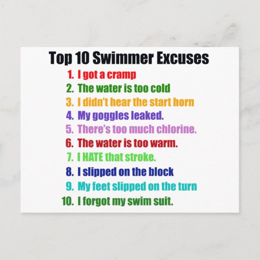 Carte Postale Top Ten Swimmers Excusent (Devant)