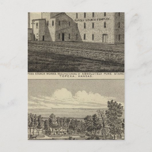 Carte Postale Topeka Starch Workings et Résidence du SM Howard (Devant)