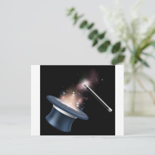 Carte Postale Tophat magique et baguette magique (Debout devant)