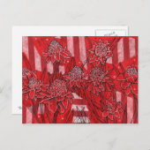 Carte Postale Torch Ginger Lily, Fleurs rouges Tropical Floral A (Devant / Derrière)