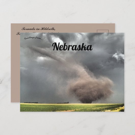 Carte Postale Tornado à Hildreth Franklin Comté Nebraska (Devant / Derrière)