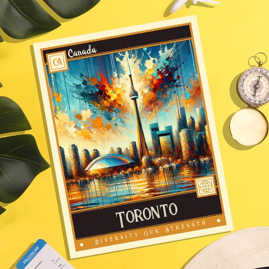 Carte Postale Toronto, Canada | Peinture Vintage