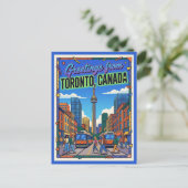 Carte Postale Toronto Canada Salutations Rétro (Debout devant)