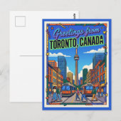Carte Postale Toronto Canada Salutations Rétro (Devant / Derrière)