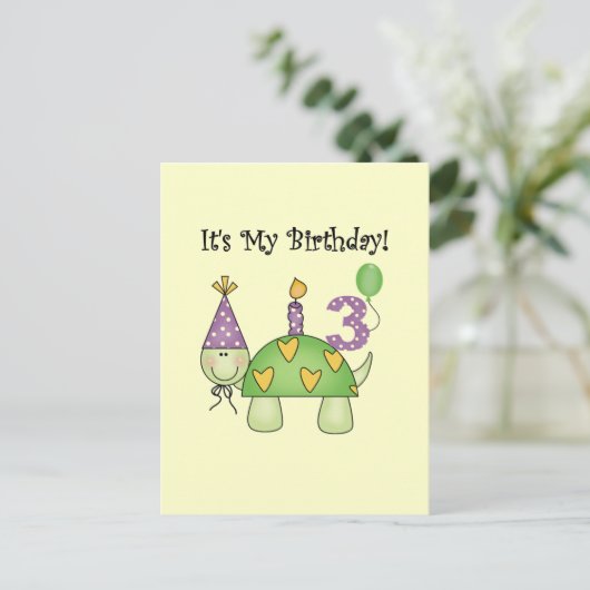 Carte Postale Tortue 3ème Anniversaire Tshirts et cadeaux (Debout devant)