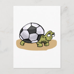 Carte Postale Tortue à balle de football