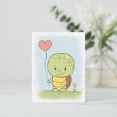 Carte Postale Tortue À Ballons Coeur (Debout devant)