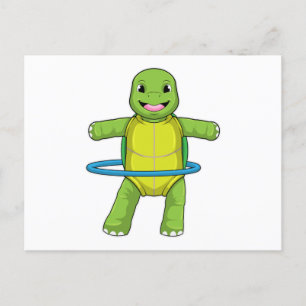 Carte Postale Tortue à la forme avec des pneus de fitness