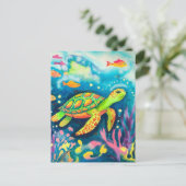 Carte Postale Tortue à peinture (Debout devant)