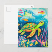 Carte Postale Tortue à peinture (Devant / Derrière)