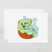 Carte Postale Tortue au bain avec de la mousse (Devant / Derrière)