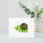 Carte Postale Tortue au bowling avec boule de bowling (Debout devant)