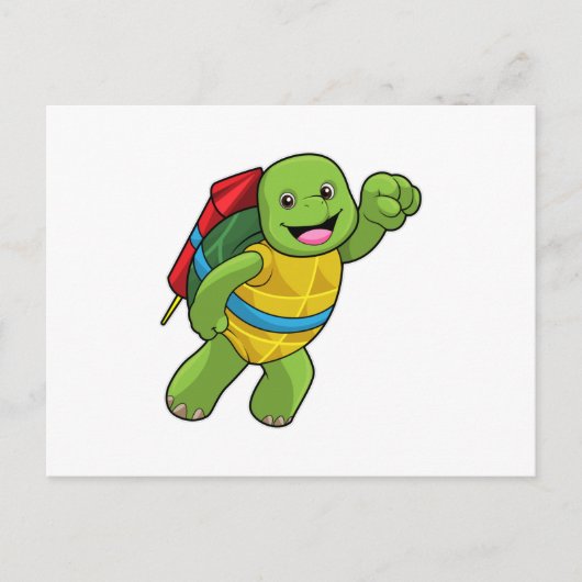 Carte Postale Tortue au volant avec fusée (Devant)