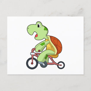 Carte Postale Tortue avec bicyclette