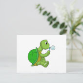Carte Postale Tortue avec bulles de savon (Debout devant)