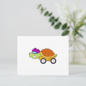 Carte Postale Tortue avec carapace comme voiture (Debout devant)
