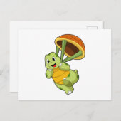 Carte Postale Tortue avec carapace en parachutiste (Devant / Derrière)