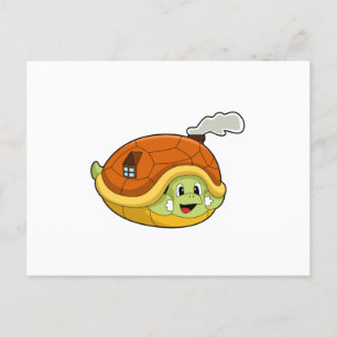 Carte Postale Tortue avec coquille comme maison