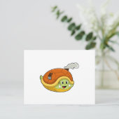 Carte Postale Tortue avec Coquille comme Maison (Debout devant)