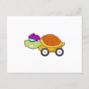 Carte Postale Tortue avec coquille comme voiture
