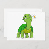 Carte Postale Tortue avec marguerite à fleurs (Devant / Derrière)