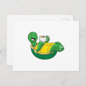 Carte Postale Tortue avec tasse de café (Devant / Derrière)
