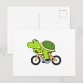 Carte Postale Tortue avec vélo (Devant / Derrière)