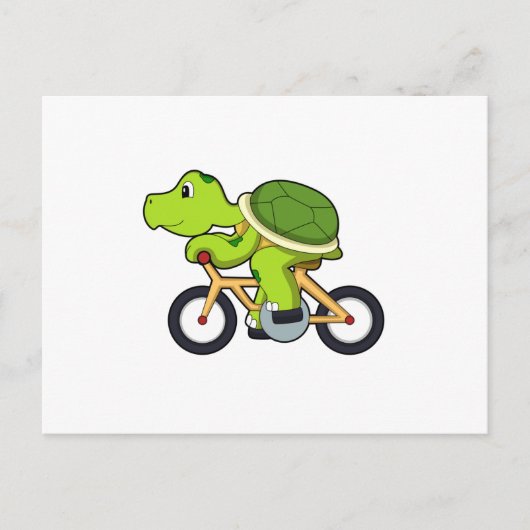 Carte Postale Tortue avec vélo (Devant)