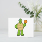 Carte Postale Tortue basketteur avec ballon de basket (Debout devant)